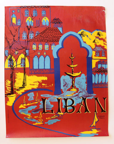 Liban Beirut Tourism Travel Lebanese Lebanon Vintage Original French Poster 60s?