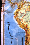 Vintage Pull-down School Wall Arabic Map of South America خريطة أمريكا الجنوبية