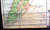 Vintage School Wall Map of Lebanon Lebanese Republic خريطة لبنان الطبيعي