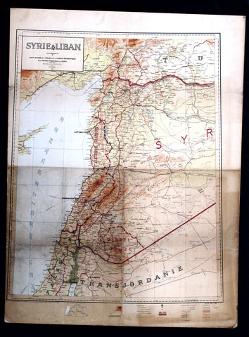 Syrie & Liban, Syria Lebanon Lebanese French Map 1936