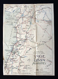 Carte Touristique de la Syrie, du Liban et des Alaouites, Syria Lebanon Lebanese Map 1928