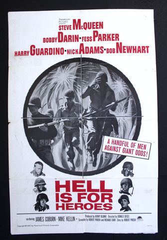 Hell is for Heroes {Steve McQueen} 41x"27" British Original Movie Poster 60s