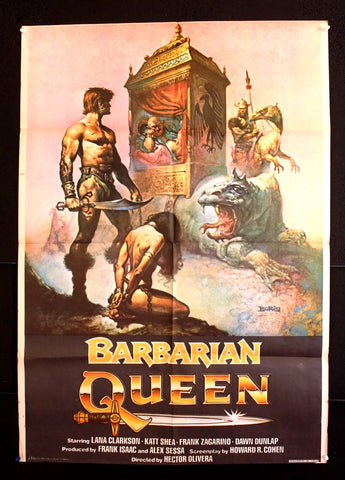 Barbarian Queen (Lana Clarkson) 39x27" Lebanese Original Movie Poster 80s