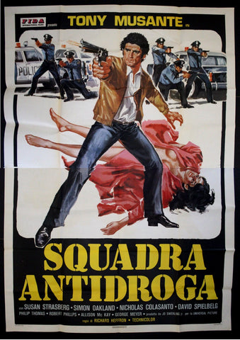 SQUADRA ANTIDROGA TONY MUSANTE Italian movie Poster (4F) 70s