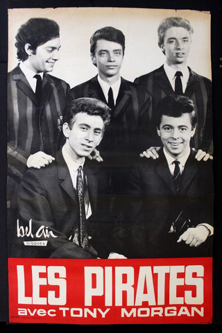 Les Pirates, Bel Air Original Disques Records Adv. 46x30" French Poster 60s?