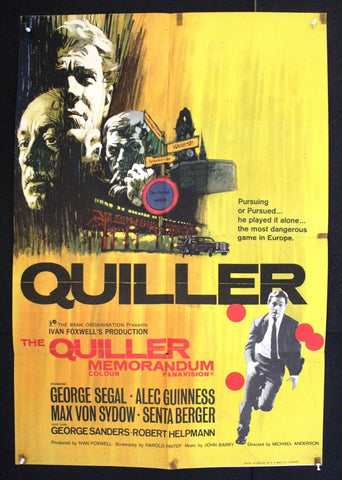 The Quiller Memorandum {George Segal} 40x"27" British Original Movie Poster 60s