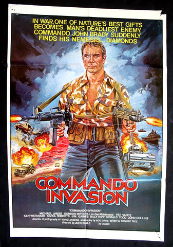 Commando Invasion (Gordon Mitchell) 35x23" Original Int. Movie Poster 80s