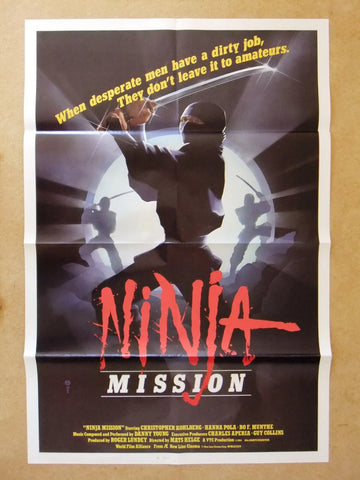 NINJA MISSION {Christofer Kohlberg} 41"x27" Original Movie US Poster 80s