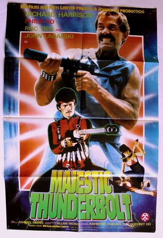 Majestic Thunderbolt Richard Harrison 35x23" Hong Kong IFD Movie Poster 80s