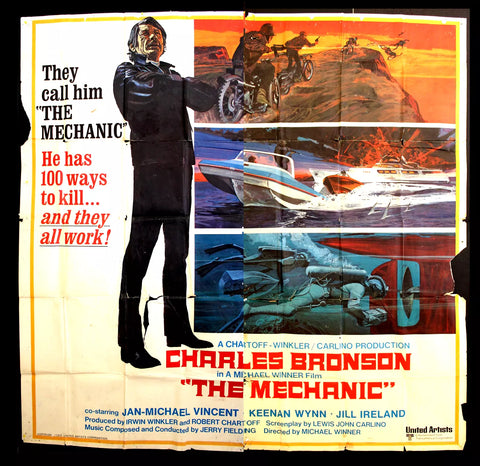 6sh The Mechanic {Charles Bronson} 78"x77"  Original US Movie Poster 70s