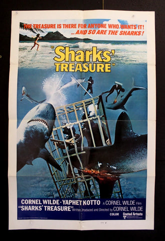 Sharks' Treasure (Cornel Wilde) 27x41" Original US Movie Poster 70s