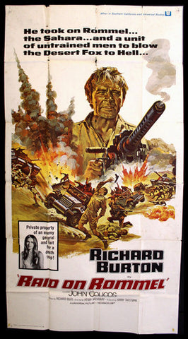 Raid on Rommel (Clinton Greyn) 81x41" Original US Movie 3sh Poster 70s