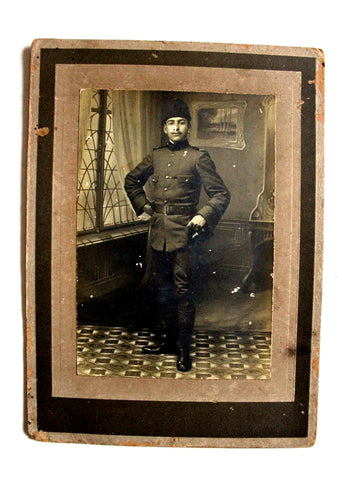 Ottoman Turkish Asker (Young Soldier) Authentic B&W Photo 1328 H- 1910