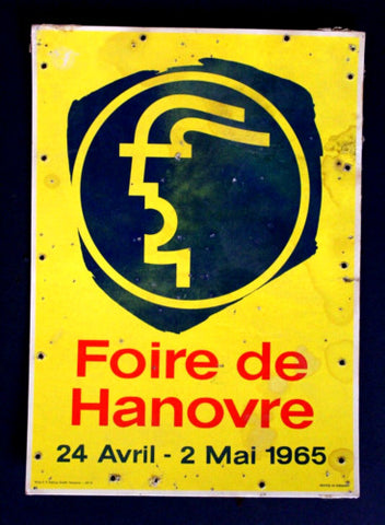 Foire de Hanovre Advertising Easel-Back Original Sign Germany 1965