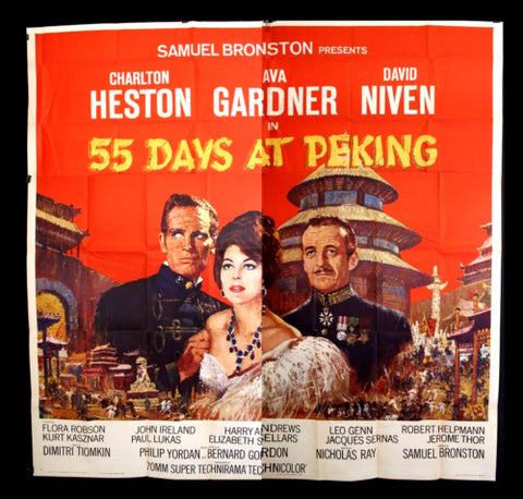 6sh 55 Days at Peking (Ava Gardner) 81"x81" Original US Movie Poster 60s