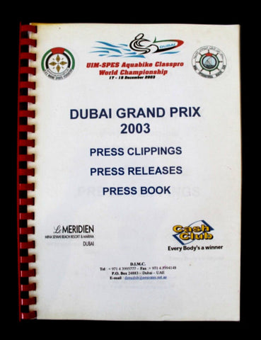 Dubai Grand Prix Press Clipping Aquabike World Championship UAE 2003