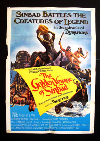 The Golden Voyage of Sinbad (John Phillip Law) 39x27" Lebanese Movie Poster 70s