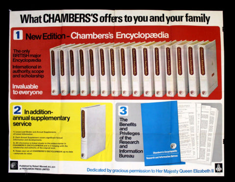 Chambers's Encyclopaedia Books Ads Original England Poster 1966