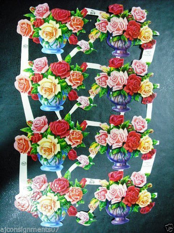 Die Cut Scrap Sheet (Roses) Glanzbilder MLP # 819 England