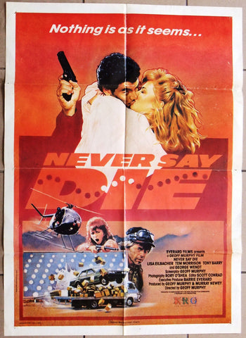 NEVER SAY DIE-LISA EILBACHER 39"x27" Original Lebanese Movie Poster 80s