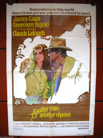 ANOTHER MAN ANOTHER CHANCE {JAMES CAAN} 41x27" Original Movie Poster 1970s