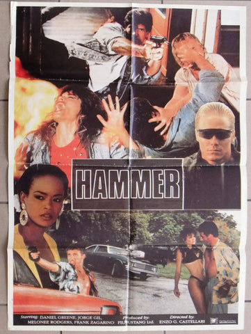 Hammer (Daniel Greene) Original 39x27" Lebanese Movie Poster 80s