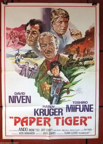 Paper Tiger (Toshiro Mifune) Org. 40x27" Lebanese Movie Poster 70s