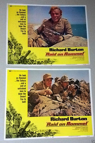 {Set of 8} RAID ON ROMMEL (RICHARD BURTON) 11x14" Org. U.S Lobby Cards 70s