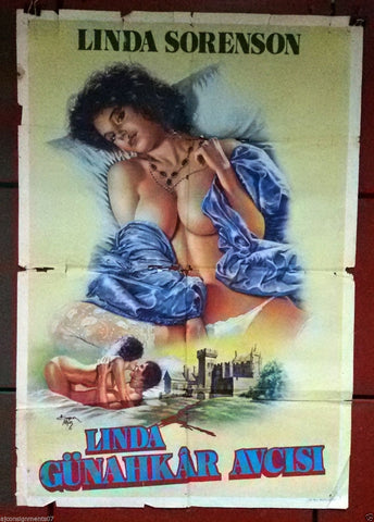 GUNAHKAR AVCISI (Linda Sorenson} Turkish Original Movie Poster 80s
