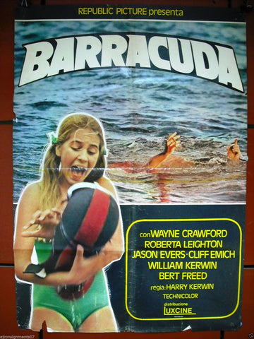 Barracuda {WAYNE CRAWFORD} 39"x27" Italian Lobby Card 70s