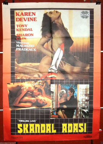 Skandal Adasi, THRILLING LOVE {TONY KENDAL} Turkish Movie Original Poster 80s
