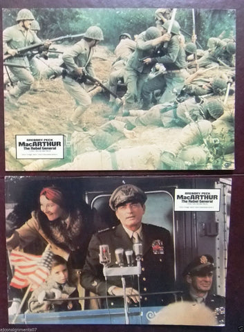 Set of 6 MacArthur the Rebel General (GREGORY PECK Original German Lobby Cards 70s