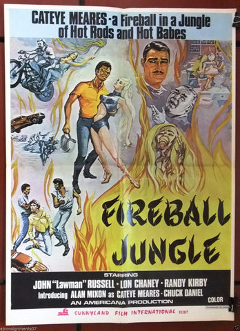 FIREBALL JUNGLE {JOHN RUSSELL} 20"x27" Original Lebanese Movie Poster 60s