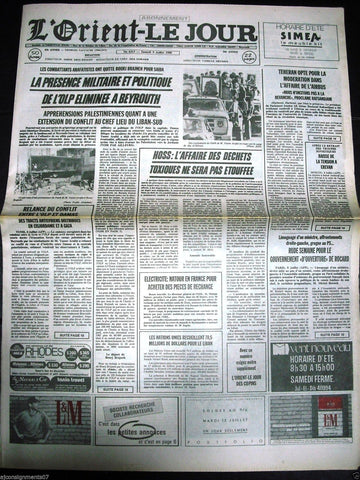 L'Orient-Le Jour {Civil War} Lebanese French Newspaper 9 Jul. 1988