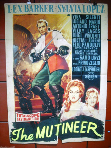 Il Figlio del Corsaro Rosso (Lex Barker) Italian 2F Movie Poster 1950s