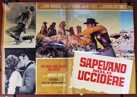 (Set of 2) SAPEVANO SOLO UCCIDERE {Kirk Morris} Italian Movie Lobby Card 60s