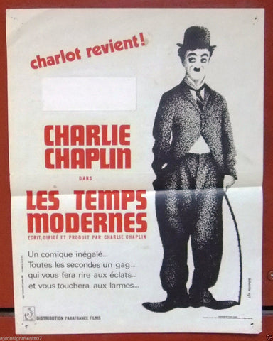 Les Temps Modernes {Charlie Chaplin} 11"x15" French Movie Poster R70s