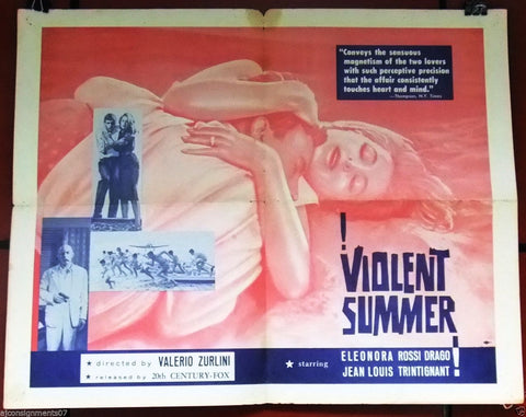 VIOLENT SUMMER Eleonora Rossi Drago 22x27" Original Movie Half Sheet Poster 60s