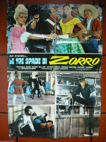 Le Tre Spade di Zorro {Guy Stocwell} Italian Movie Lobby Card 1960s