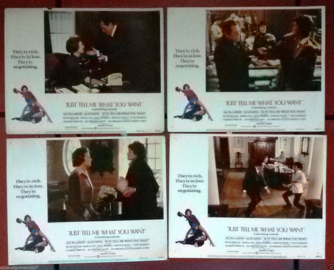 (SET OF 4) JUST TELL ME WHAT YOU WANT {Alan King} 11X14" Original LOBBY CARD 80s