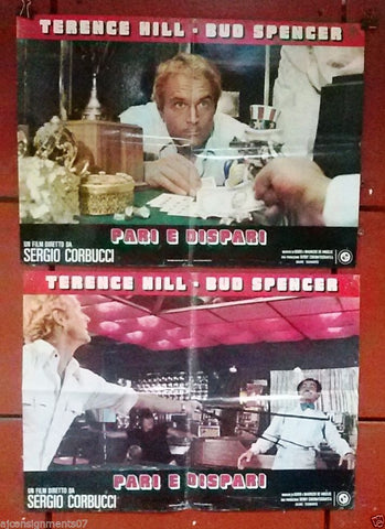 (Lot of 8) PARI E DISPARI {TERENCE HILL} Italian Movie Lobby Card 70s