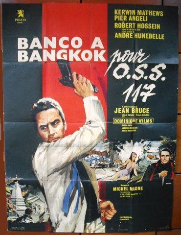 Banco a Bangkok pour O.S.S. 117 {Kerwin Mathews} 47"x63" French Movie Poster 60s