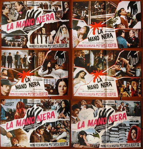La Mano Nera {Lionel Stander} Complete Set 6 Italian Movie Lobby Card 70s
