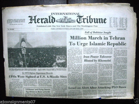 Inter. Herald Tribune {Tahran Iran March Khomeini Support} Newspaper 1979