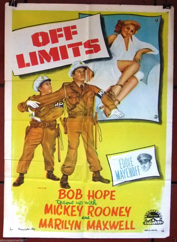 OFF LIMITS {Boob Hope} Original Lebanese  re-release Movie Poster 60s