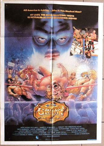 Grunt! the wrestling 39""x27" Original Lebanese Movie Poster 80s
