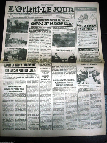 L'Orient-Le Jour {Camp Palestine Bomb}  Civil War Lebanese French Newspaper 1986