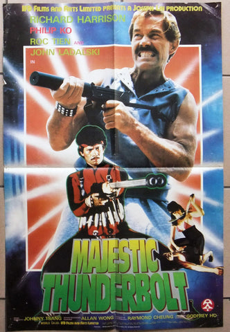 Majestic Thunderbolt Richard Harrison 35x23" Hong Kong IFD Movie Poster 80s