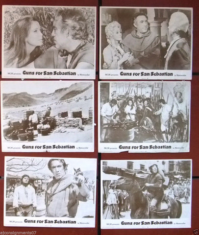 (Set of 8) Guns For San Sebastian {Anthony Quinn} Original Lobby Cards 1970s