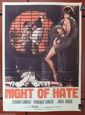 Night of Hate {Claudio Camaso} Lebanese Original Movie Poster 60s